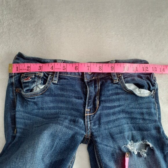 Hollister Juniors Size 1S 25 Medium Wash Distressed Straight Jeans - Picture 10 of 12
